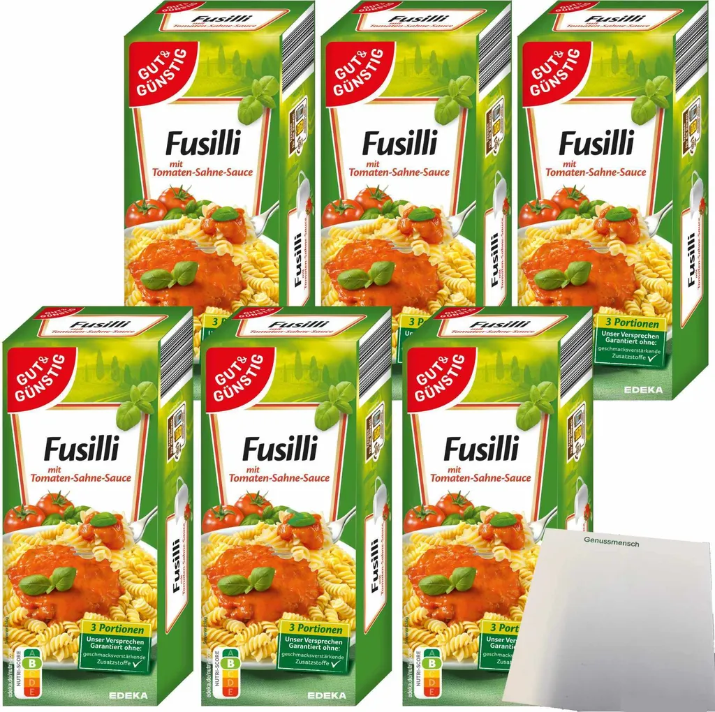 Gut & Günstig Fusilli with Tomato Cream Sauce 6-pack (6 x 375g pack) + usy Block