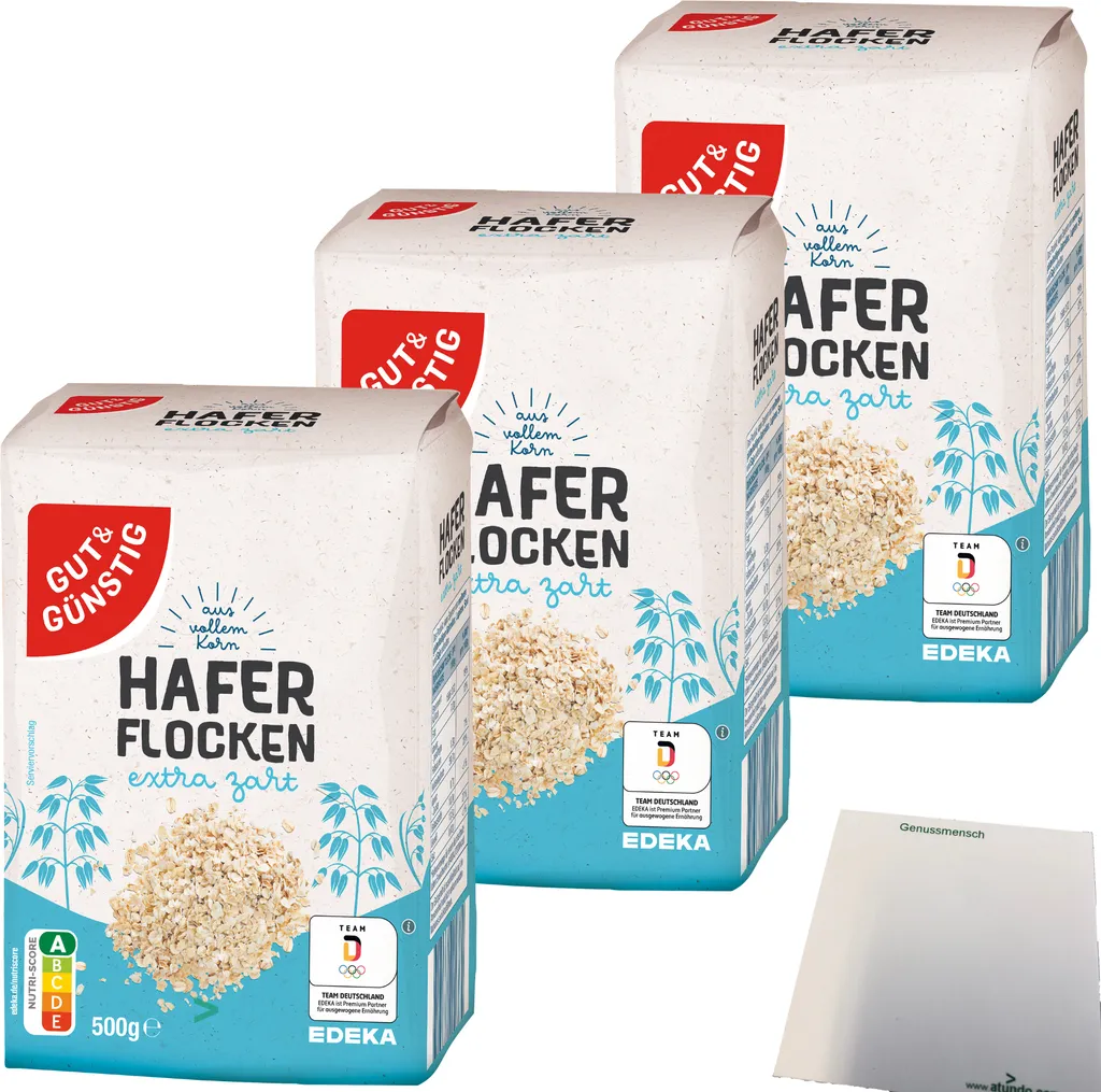Good & Cheap Extra Tender Rolled Oats 3-Pack (3 x 500g Pack) + usy Block