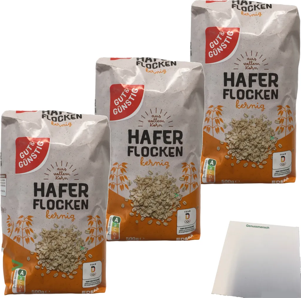 Good & Cheap Rolled Oats, 3-pack (3 x 500g pack) + usy Block 1512g