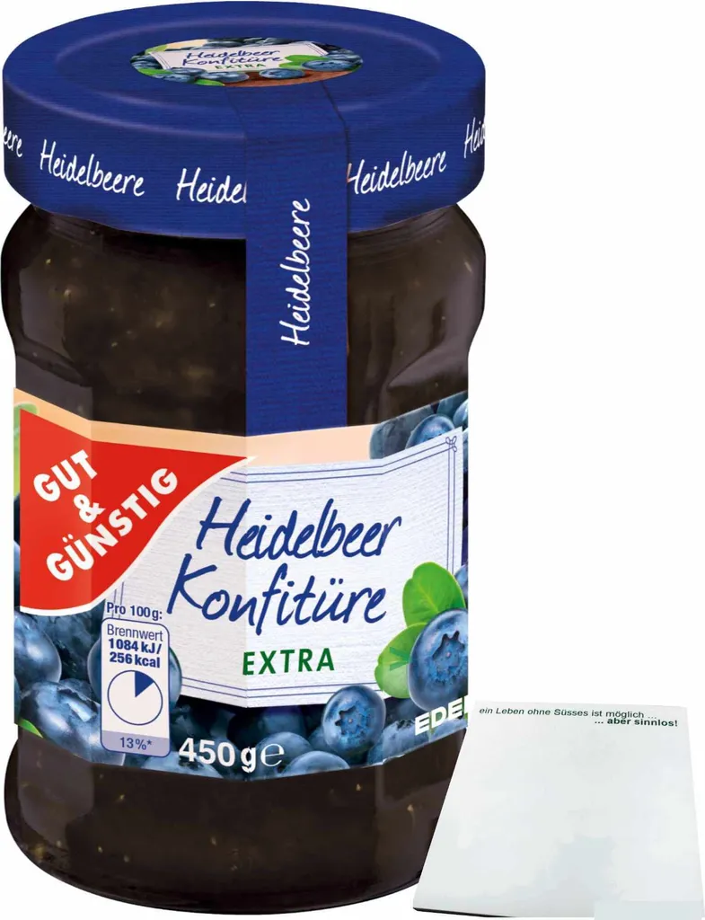 Gut& Blueberry Jam Extra with 50% Fruit (450g Jar) + usy Block