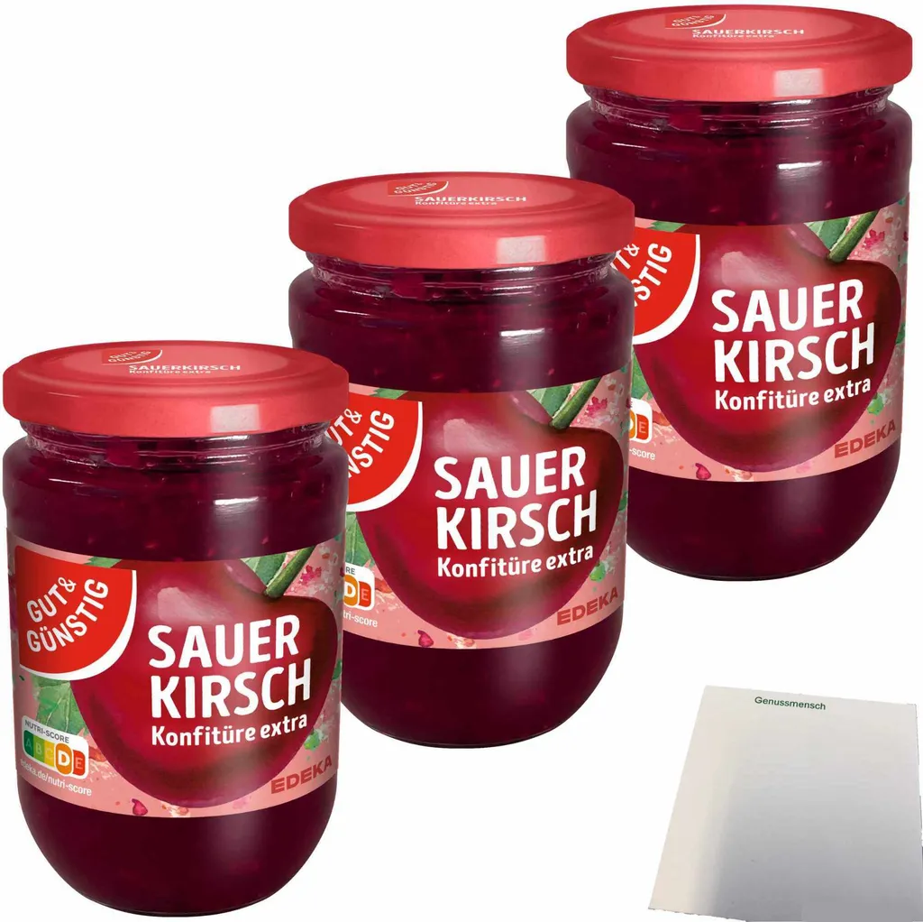 Gut& Sour Cherry Jam Extras 3-pack (3x450g jar) + usy block