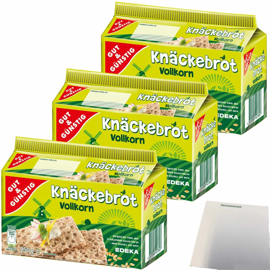 Gut& Wholegrain crispbread rich in fiber 3-pack (3x250g pack) + usy block