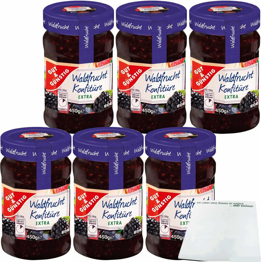Gut& Forest Fruit Jam Extra with 50% Fruit 6-pack (6x450g jar) + usy Block