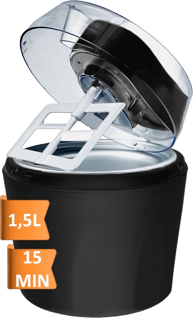 Guzzanti GZ-157, Gel Canister Ice Cream Machine, 1.5 l, 2 Bowls, LCD, Black, Transparent, 204 mm