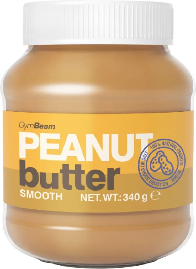 GymBeam Natural Peanut Butter - High in protein, vegan source of protein and fat, without sugar and palm oil (340 g, Smooth)