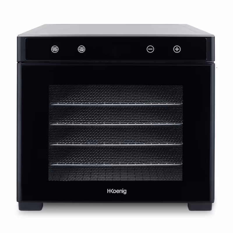 H.Koenig DSY900 Dehydrator, for fruit, vegetables, and herbs, 6 removable drying trays, variable thermostat from 35° to 75°C, touchscreen, 650 W