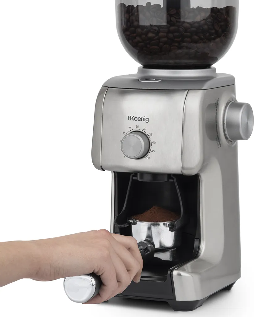 H.Koenig Electric Coffee Grinder GRD830 / 16 Settings / 130W / Capacity 400g / Detachable Grinder / Silver