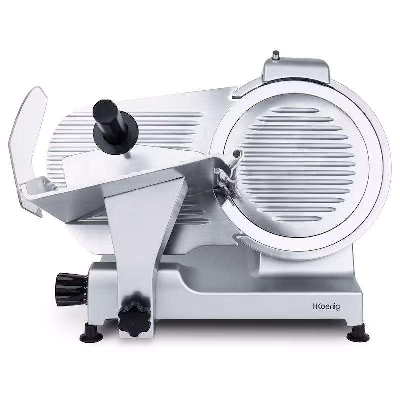 H.Koenig Electric All-Purpose Slicer MSX300, professional, cutting capacity 0-15 mm, 30 cm Italian blade, built-in sharpener, 282 rpm, silver