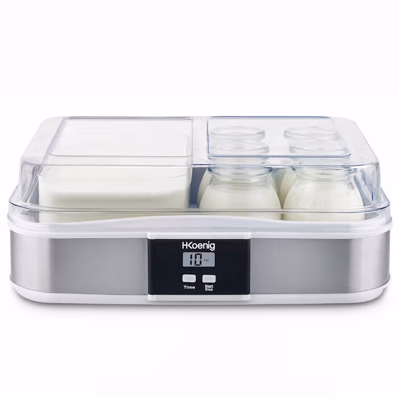 H.Koenig ELY120 Yogurt Maker, Stainless Steel, 12 Jars, 1.8 Liters