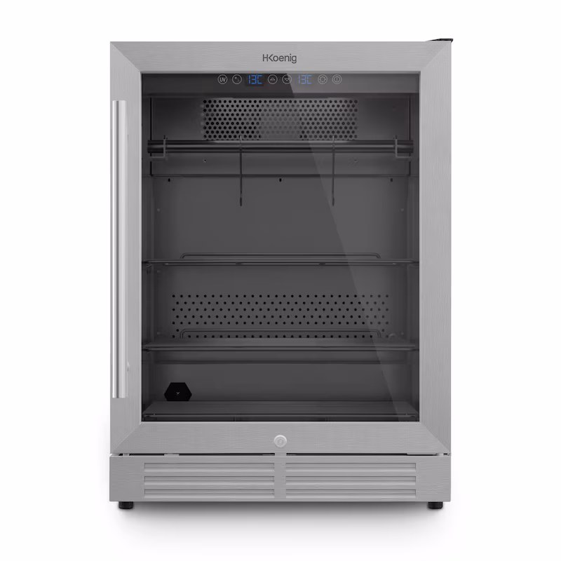 H.Koenig Meat Ripening Refrigerator BLK660, 125L, Adjustable Refrigerator 2-14°C, 85% Humidity, UV-Protection Door, LED Lighting