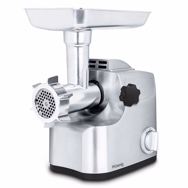 H.Koenig WMG800 Professional Electric Meat Grinder, Powerful, Stainless Steel Cutting Blade, 3 Grinding Grid Sizes, 2 Speeds, 1800W