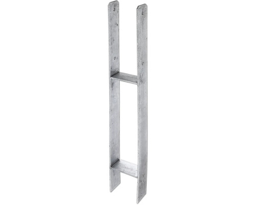 Alberts H-post base for setting in concrete, type 365, hot-dip galvanized 121x800 mm