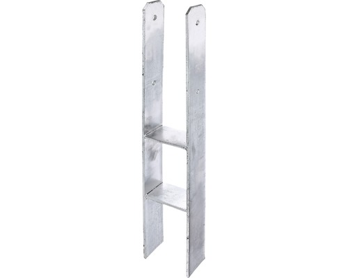 Alberts H-post base for setting in concrete, type 665, hot-dip galvanized 121x800 mm