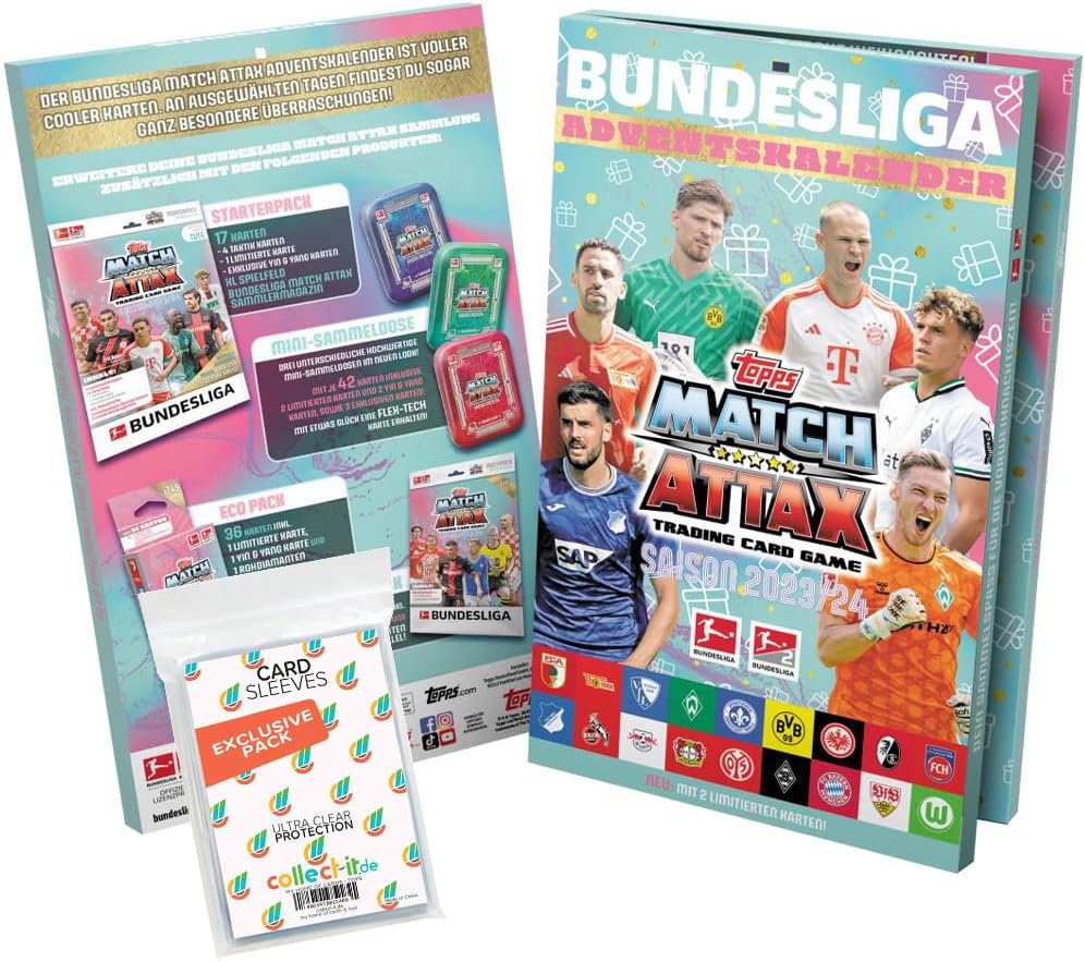 collect-it.de MY HOME OF CARDS + TOYS Bundle with Topps Match Attax Bundesliga 2023/24 Advent Calendar + Exclusive Collect-IT CASES