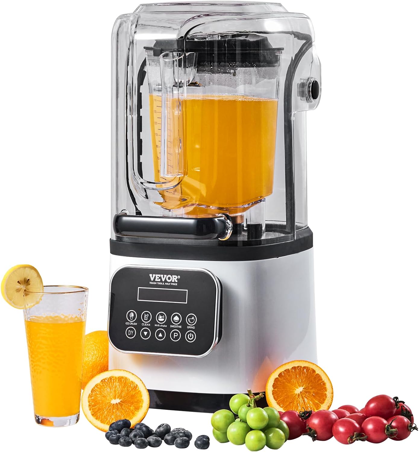 VEVOR Mixer Commercial Stand Mixer 2200 W with Protective Shield, High Performance Mixer Power Professional Mixer Kitchen Mixer with 9 Speeds and 5 Functions for Frozen Drinks Shakes Smoothies