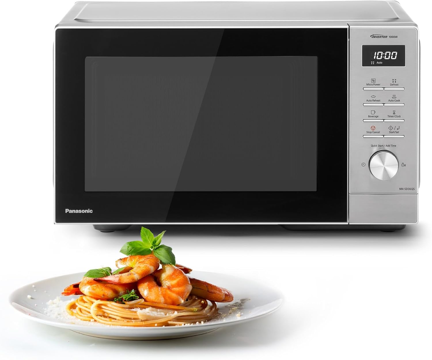 Panasonic NN-SD36QSEPG Solo Microwave 29L 1000W Auto Defrost 11 Automatic Programs Timer Silver