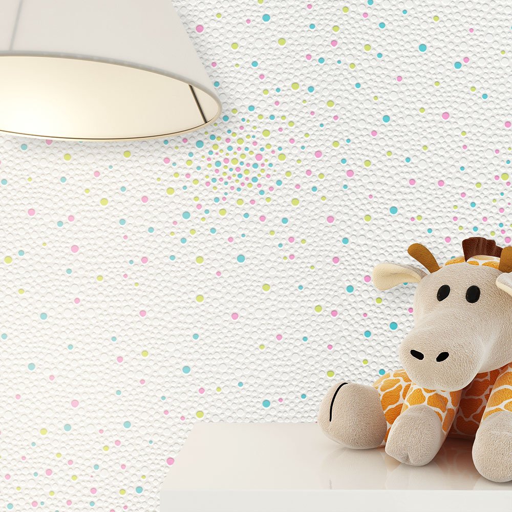 Newroom Design Newroom Childrens Wallpaper, Colourful Non-Woven Wallpaper White Graphic D