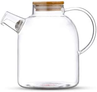 Feelino TEA & TEA Teapots with Bamboo Lid and Short Spout, High-quality Teapot Made of Borosilicate Glass, with Logo on the Glass Base