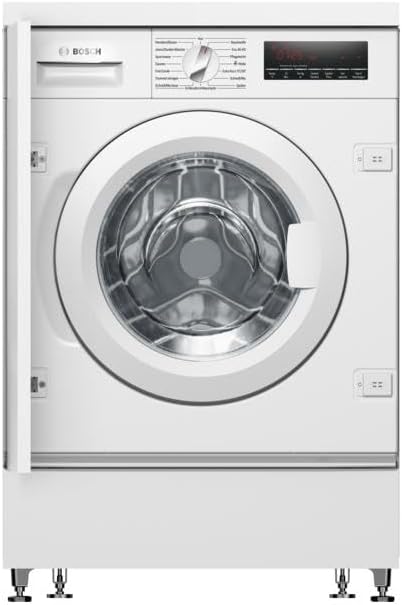 Bosch WIW28443 Series 8 Built-in Washing Machine Front Loader, 62 kWh per 100 Wash Cycles, 1400 rpm, 8 kg, White, EcoSilence Drive, SpeedPerfect, VarioTrommel, ActiveWater Plus