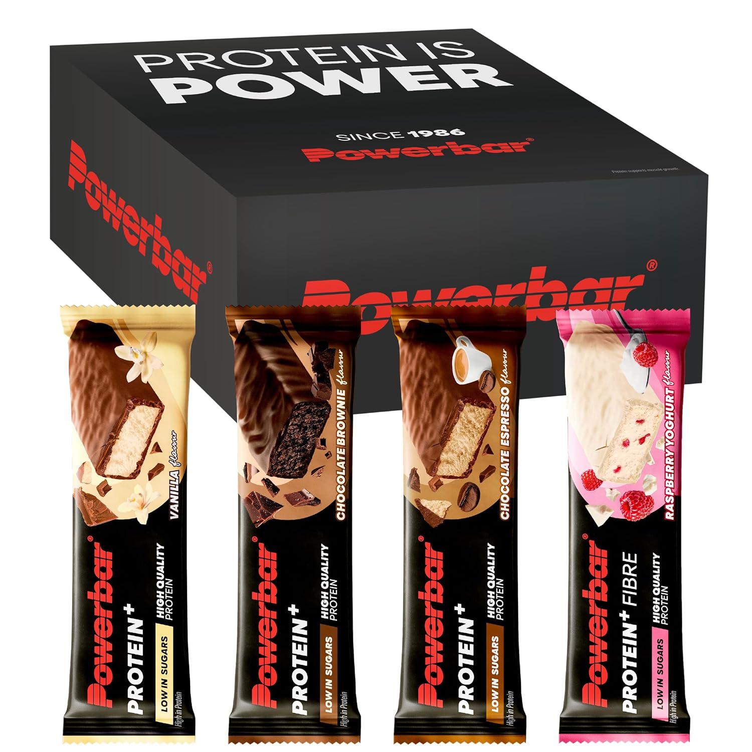 Powerbar - Protein Plus - Low Sugar Multiflavor Box - 16 x 35 g - Protein Bar with Fiber, Packaging may vary.