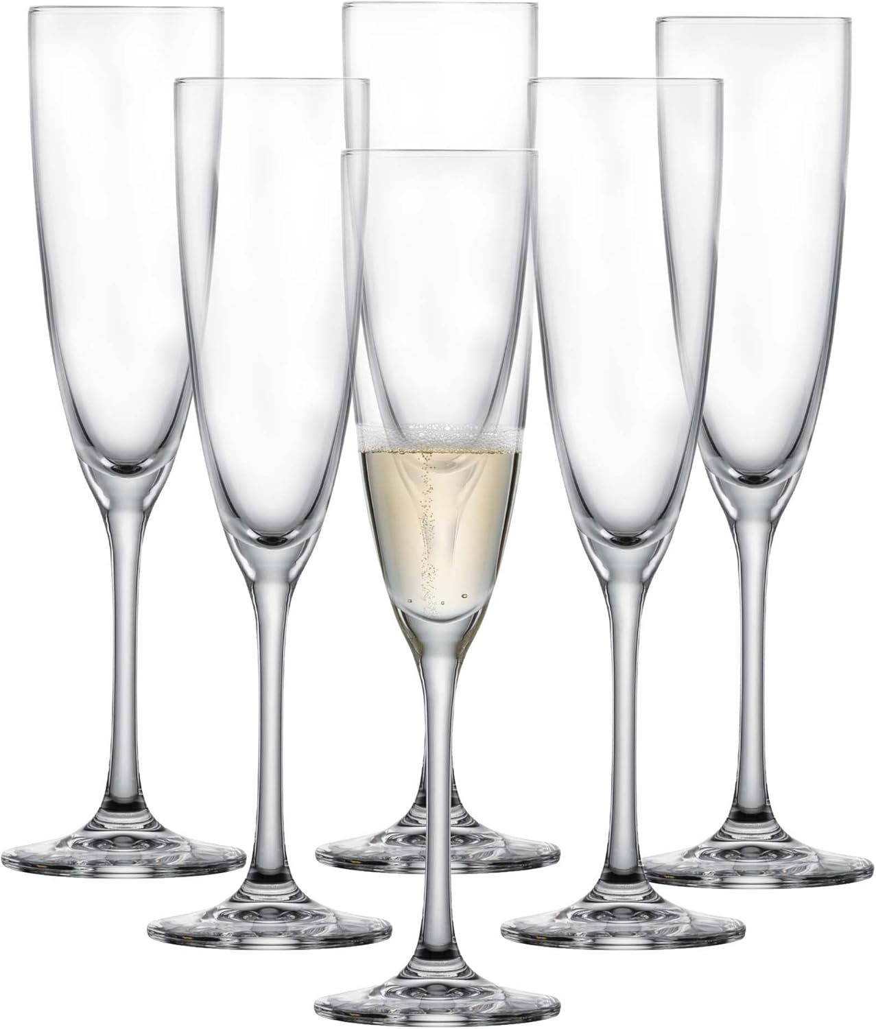 SCHOTT ZWIESEL Classico Champagne Glasses (Set of 6), Classic Champagne Glasses with Moussing Point, Dishwasher Safe Tritan Crystal Glasses, Made in Germany (Item No. 123657)