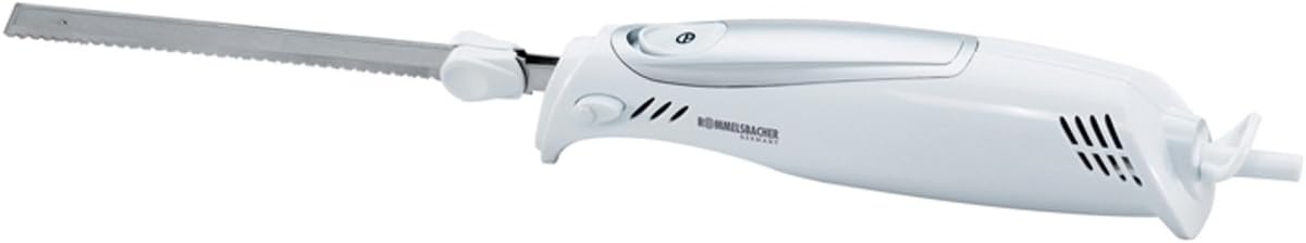 ROMMELSBACHER Electric Knife EM 120 - Powerful Motor, Power Button with Safety Circuit, Usable Blade Length 17.5 cm, Stainless Steel Knife Blades with Fine and Coarse Teeth, 120 W, White