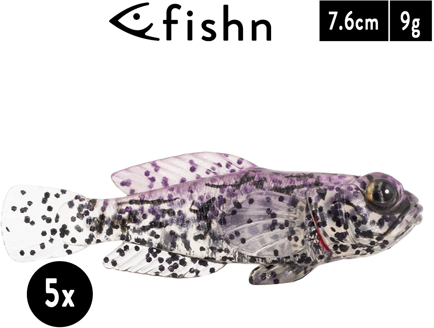 Fishn Gobyone Ultra Realistic Rubber Gudgeon For Bass Fishing, Set Of 5, 7.