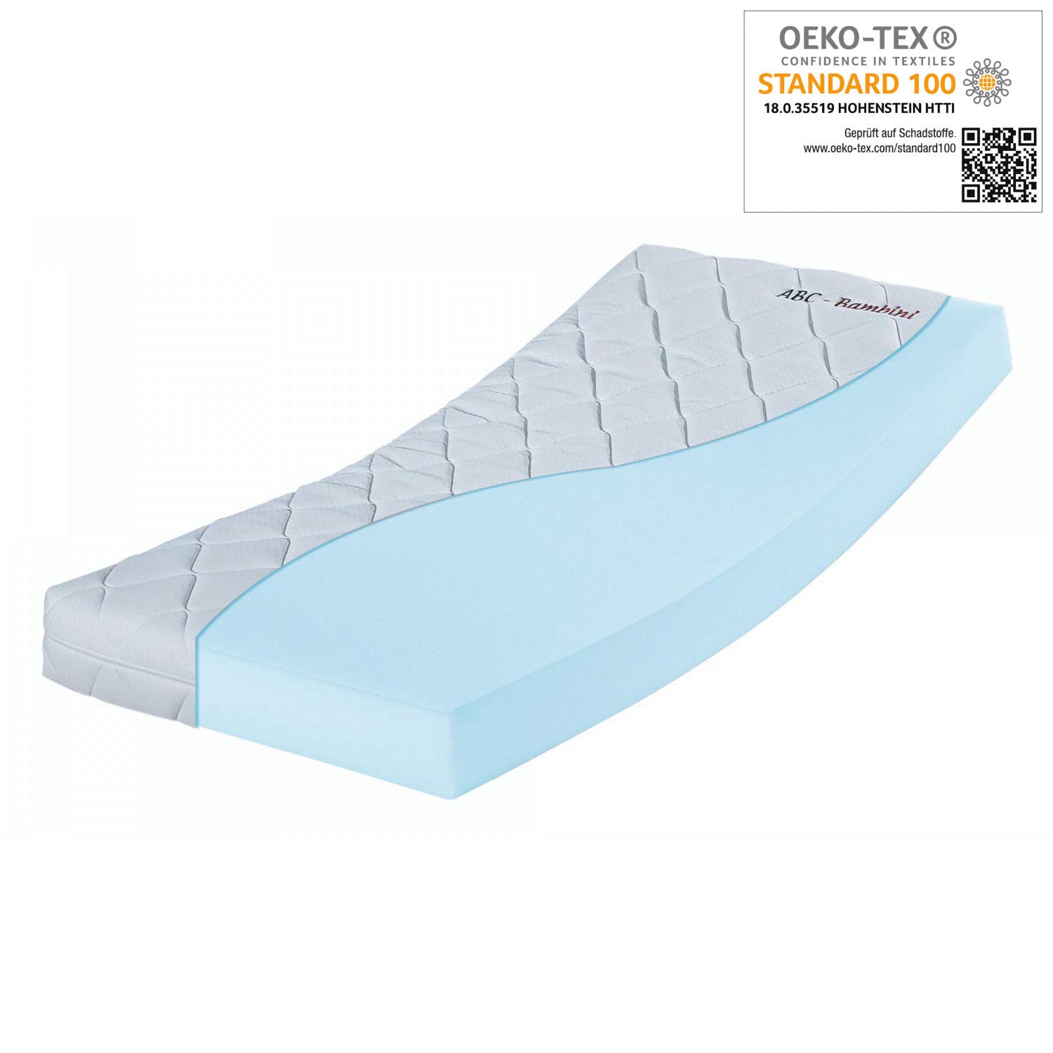 Betten-ABC OrthoMatra Bambini, baby mattress with washable cover, total height approx. 12 cm, with climate cotton. 70 X 140 CM White