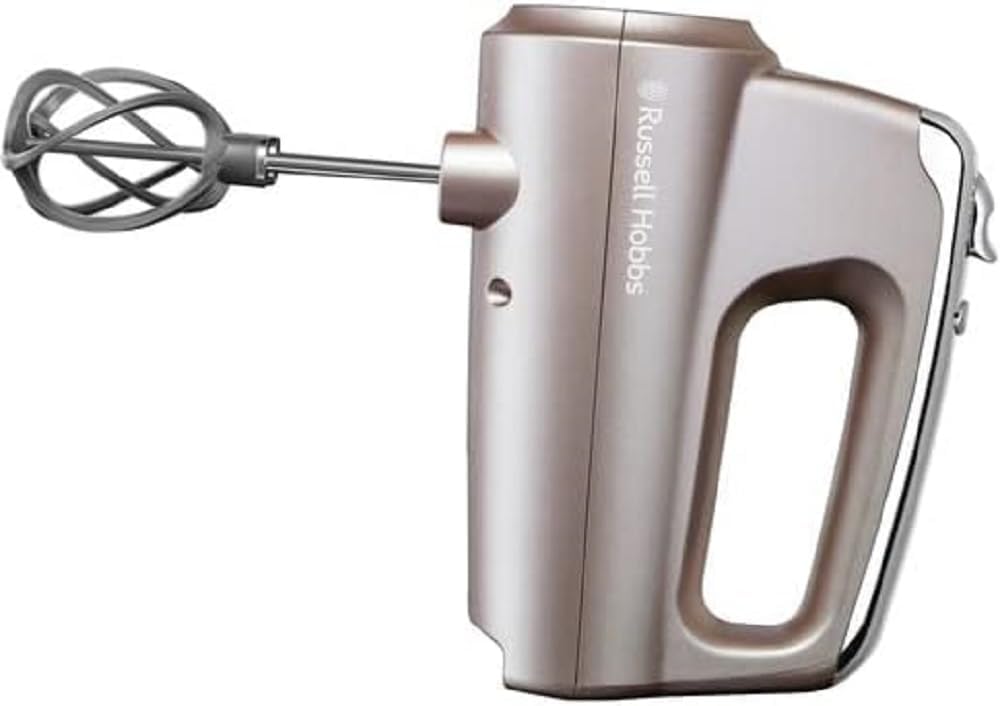 Russell Hobbs Hand Mixer [Hand Mixer Including Storage Box for Accessories] Swirl Quartz (4 Speed ​​Levels + Turbo Function, 2 Helix Whisks Made of Fibreglass-Reinforced Nylon, 2 Dough Hooks) 25892-56