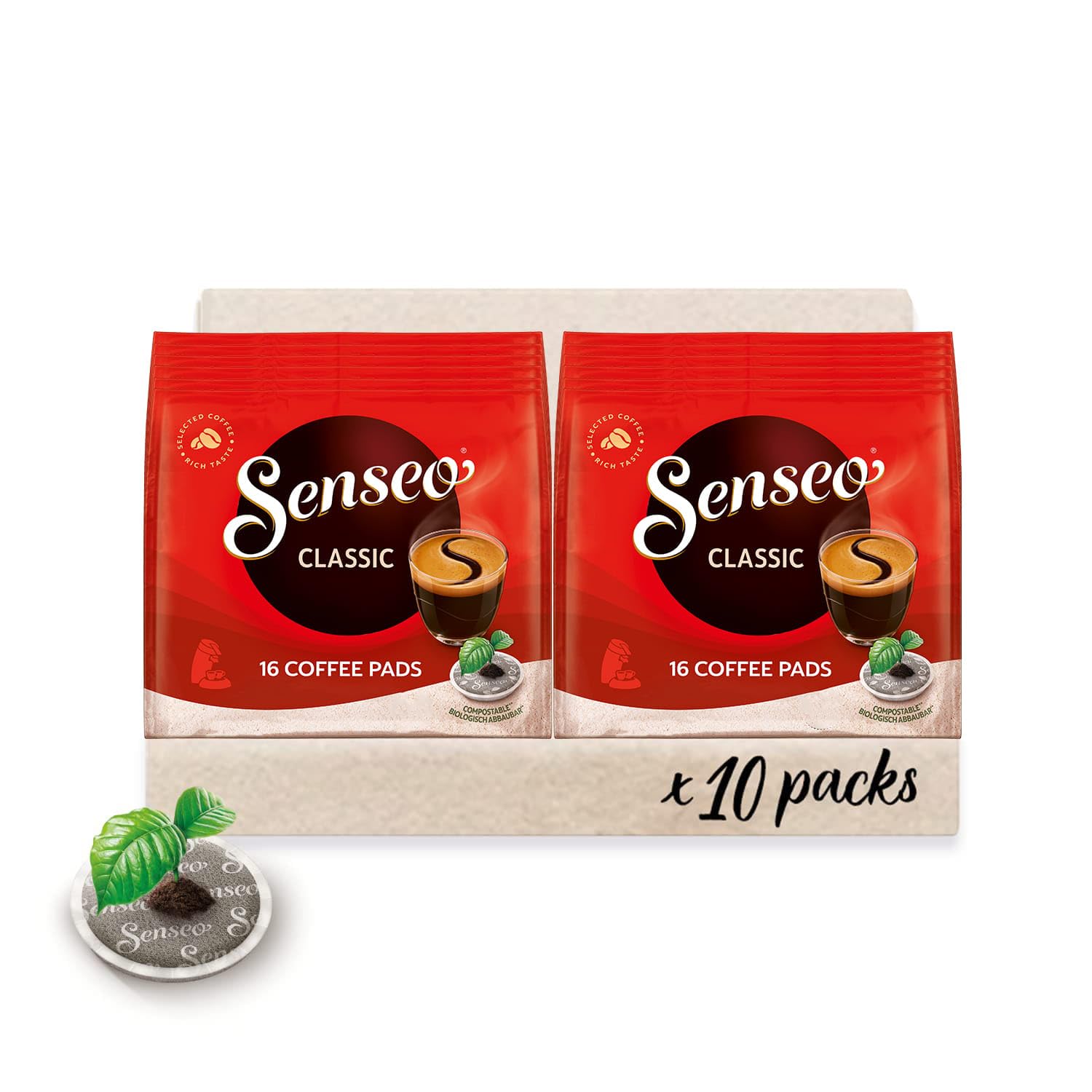 Senseo Pads Classic - Coffee RA Certified - 10 Packs x 16 Coffee Pods