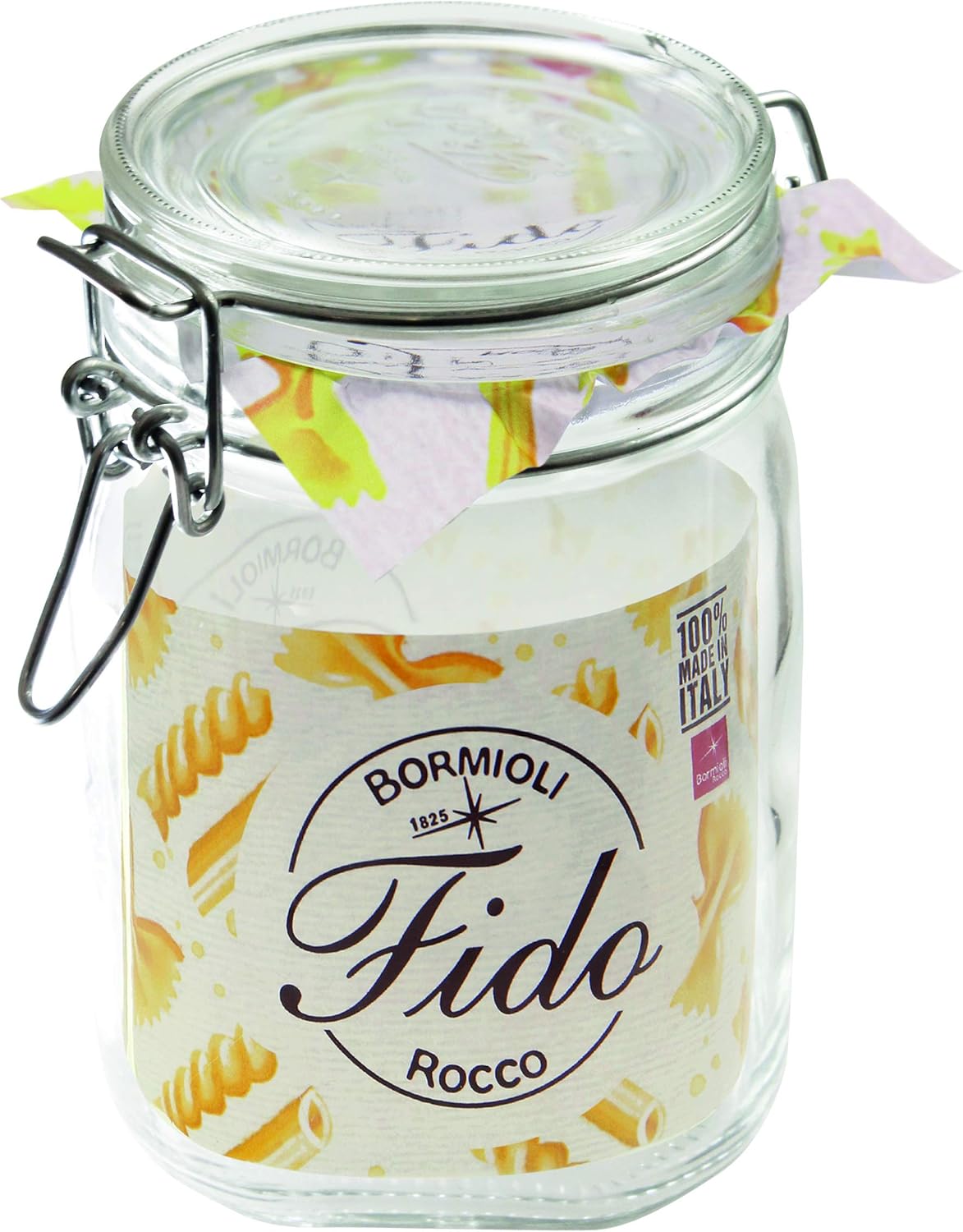 Bormioli Rocco Fido 58300 Wire Clip Jars 1115 ml (Pack of 4, Glasses with Rubber, Preserving Jars, Dessert Jars, Jam Jars)