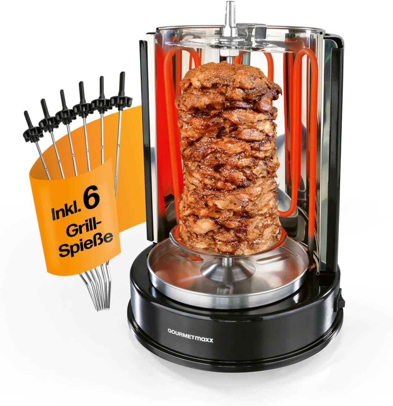 GOURMETmaxx Store GourmetMaxx 05914 Stand Dönergrill with Grillspieß black, stainless steel