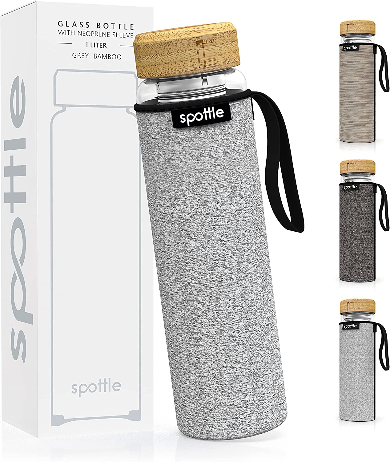 Spottle Tea Bottle with Strainer to Go 1 Litre - Drinking Bottle for Tea Made of Glass in 500 ml, 650 ml, 1 Litre - Teapot - Tea Maker - Tea Cup - Tea Bottle