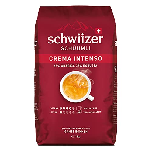 Schwiizer Schüümli Schwiizer Sch??mli Crema Intenso Whole Coffee Beans (4 kg, Strength Grade 4/5, Premium Arabica/Robusta) Pack of 4 x 1 kg (4)