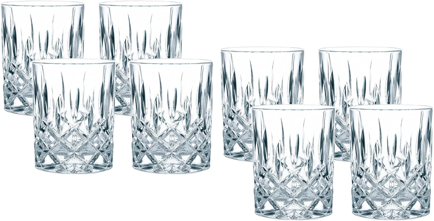 Spiegelau & Nachtmann Noblesse 89207 x 2 Whisky Tumbler Set, Crystal Glass, Tumbler, Whisky Glass, 295 ml, 8.2 cm x 10.2 cm, Set of 8, Home, Elegant, Formal, Reusable, Dishwasher Safe