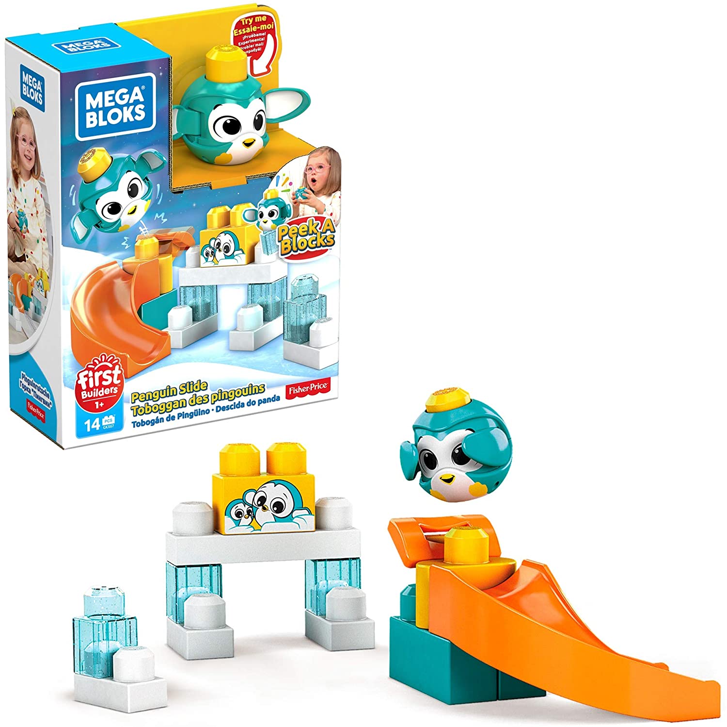 Mega Bloks GKX67 - Peeking Penguin Slide South Pole Playset (14 Pieces)