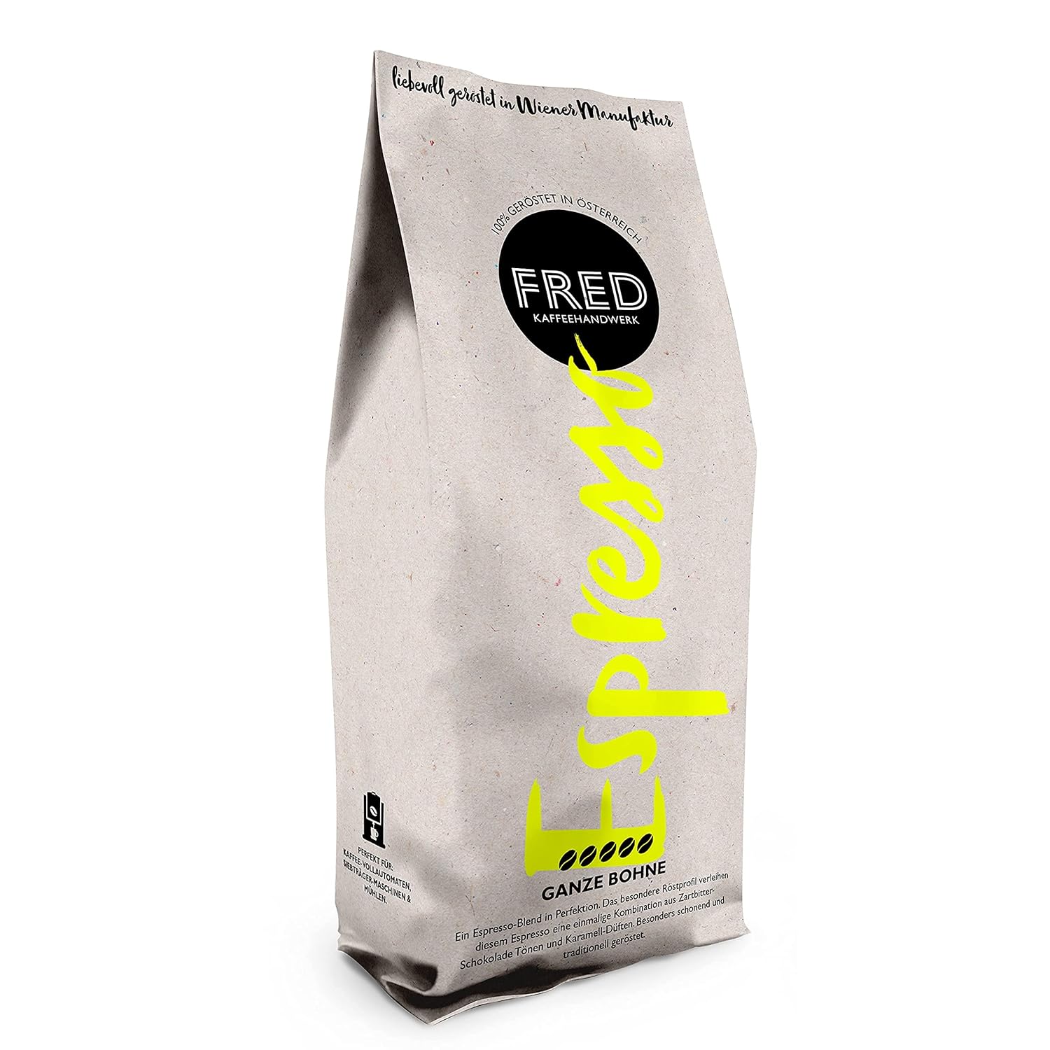 Fred Kaffeehandwerk Fred coffee whole bean 500g, espresso, manufactory coffee from Vienna, top quality, hand-picked beans - your new favorite coffee
