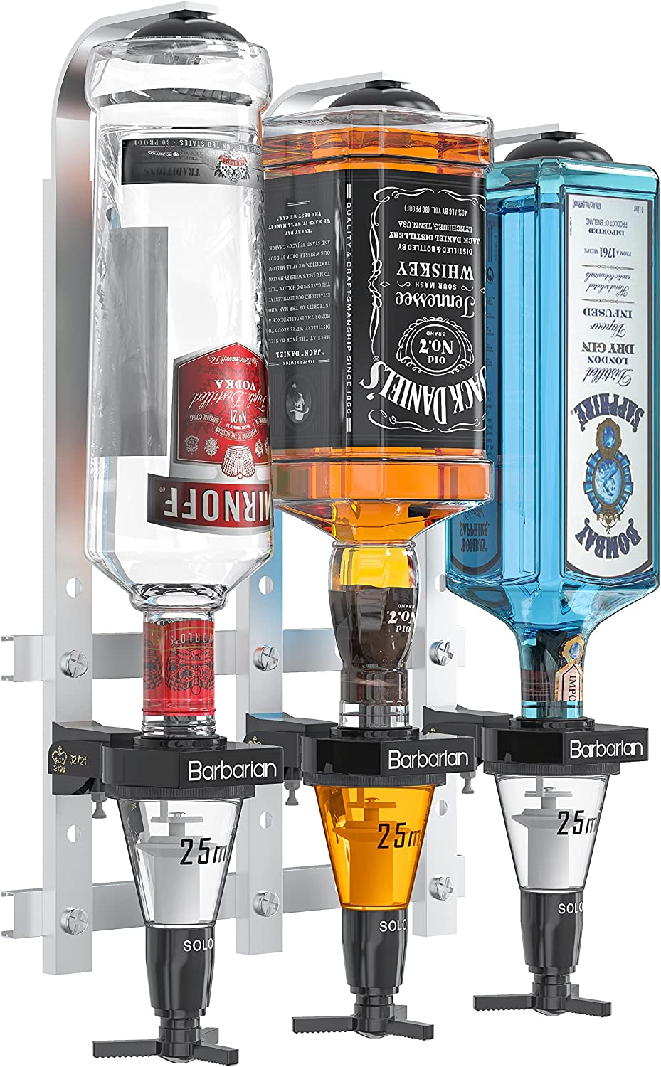 MillyAnne London Barbarian 4/6 Bottle Look for Home Bar - Bar Butler Shot Measure Bracket Alcohol Spirits Wine Upside Down Drinks Dispenser Home Bar Garage Man Cave