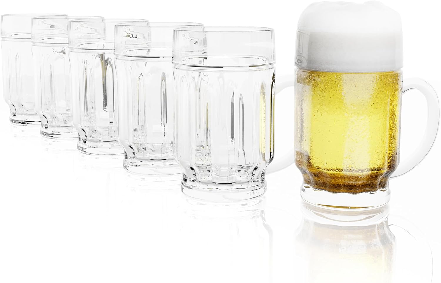 Stölzle Oberglas Danube Beer Mug / Set of 6 Beer Mugs 0.5 Liters / Sturdy Beer Jug with Sign / Beer Glasses 0.5 Liters Made of Soda Lime Glass / Beer Mug 0.5 L Dishwasher Safe