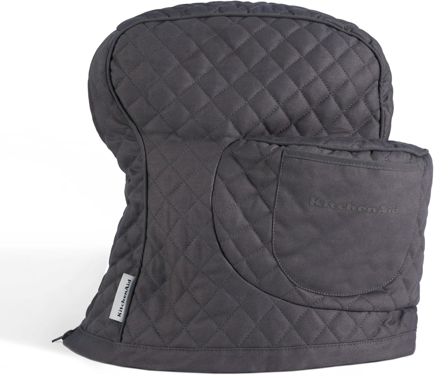 KITCHENAID STAND MIXER COVER WITH STORAGE BAG QUILTED 100% COTTON CHARCOAL 14.5\" x 18\" x 10\"