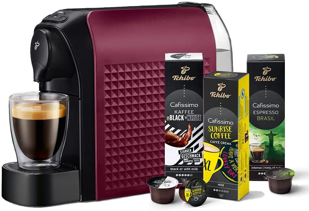 Tchibo Cafissimo Easy Coffee Machine with 30 Capsules for Caffè Crema, Espr