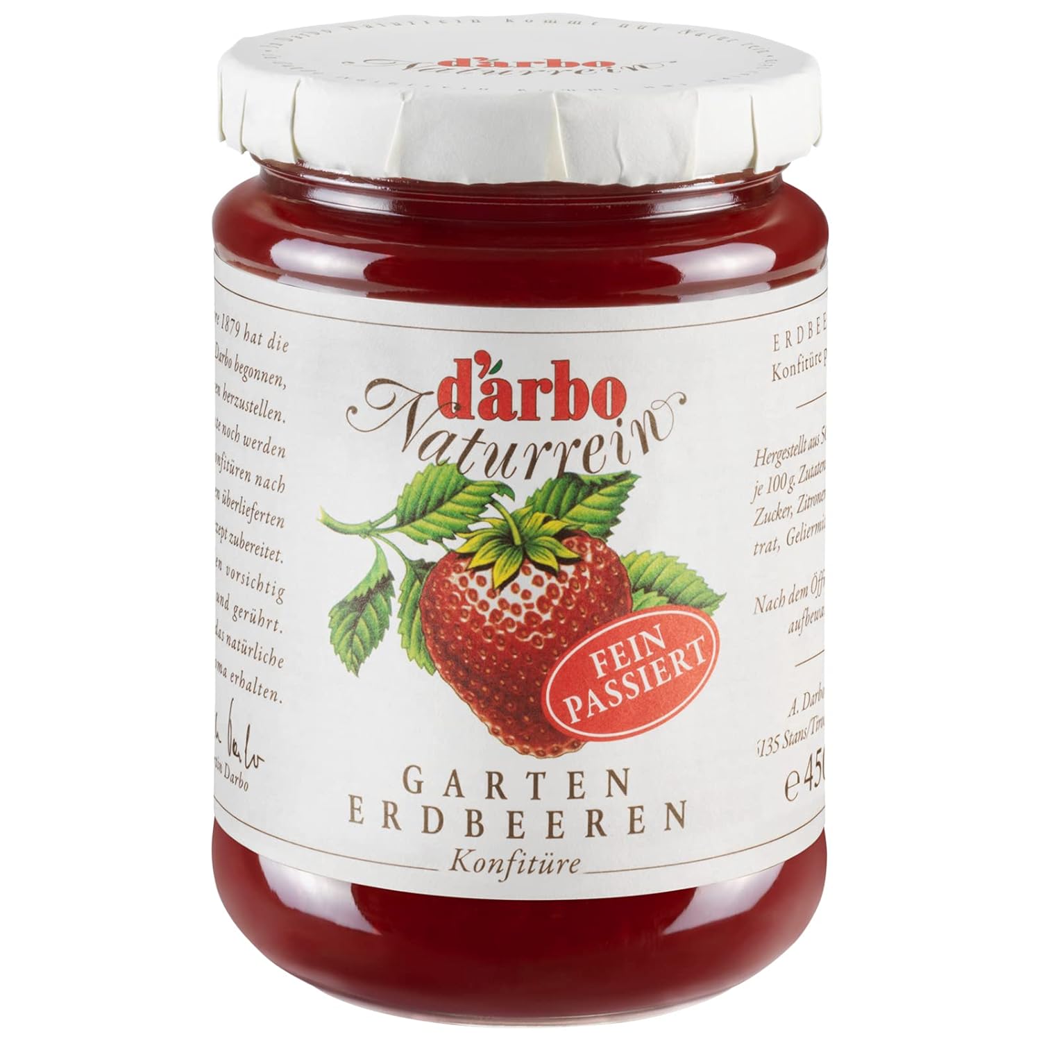 Darbo Naturrein Garden Strawberry Jam Fine Poured 450 g