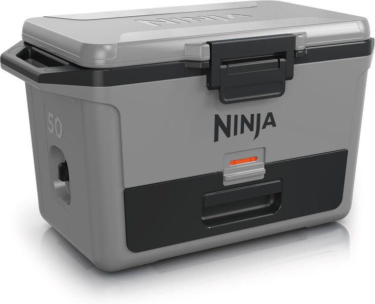 Ninja FrostVault Hard Cooler 50qt/47L, Premium Heavy Duty Insulated Cooler, Holds ICE for up to 6 Days, with Dry Zone Integrated Refrigerator-Temp Dry Storage Drawer, Fits 80 Cans,