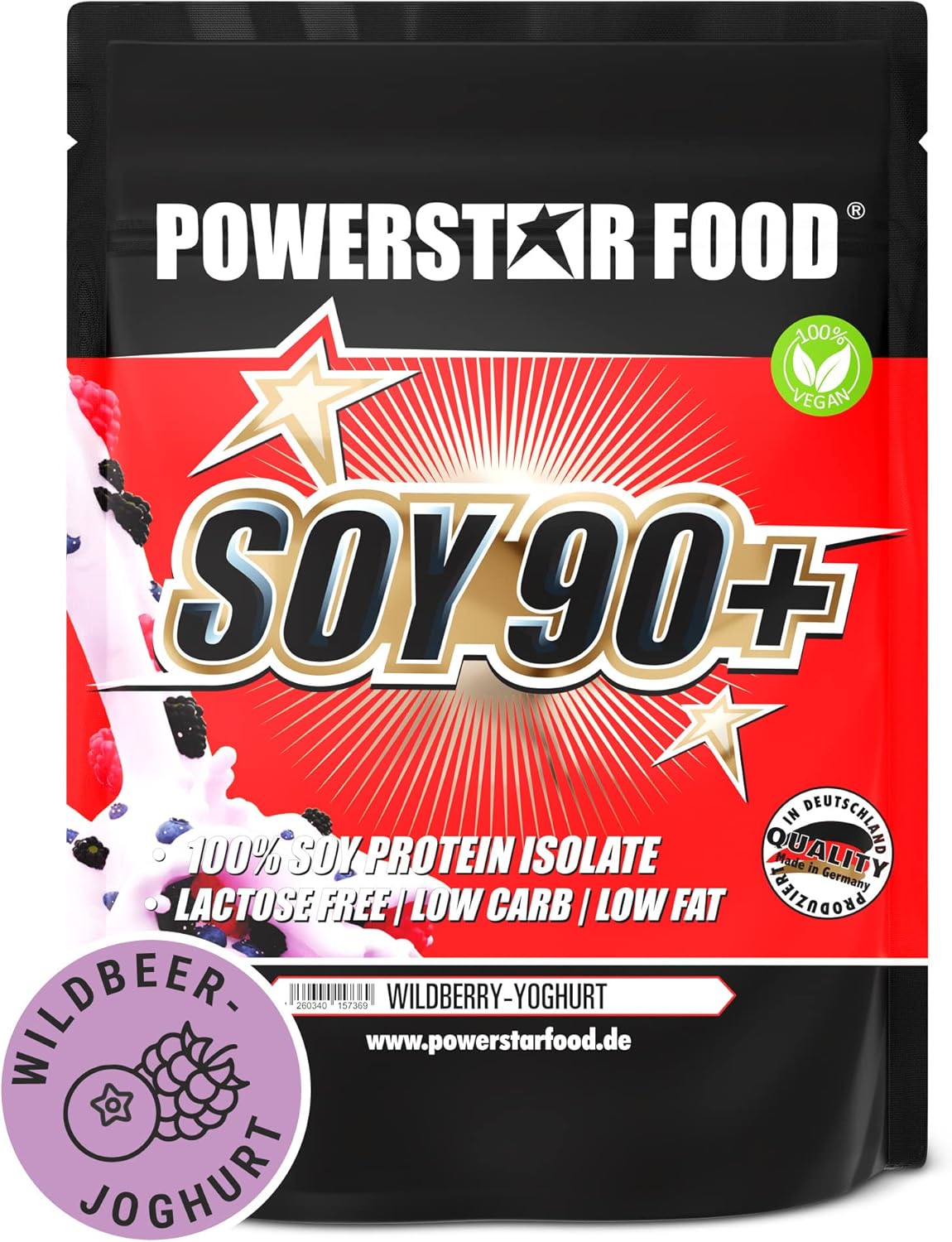 POWERSTAR FOOD Store Incomparable Superb Flavour, Pure Vegan Soy Protein Isolate, Soy 90+, Instantized, Non-GMO and Plant Estrogen Free. 1000 g) Powder, , , 1000g
