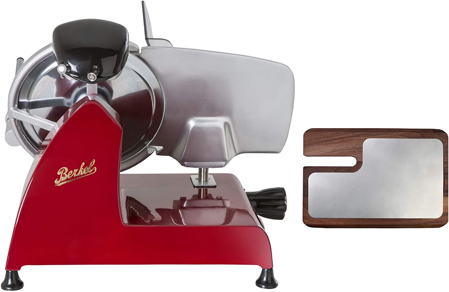 BERKEL-Red Line 220 slicer + chopping board made of ash and stainless steel