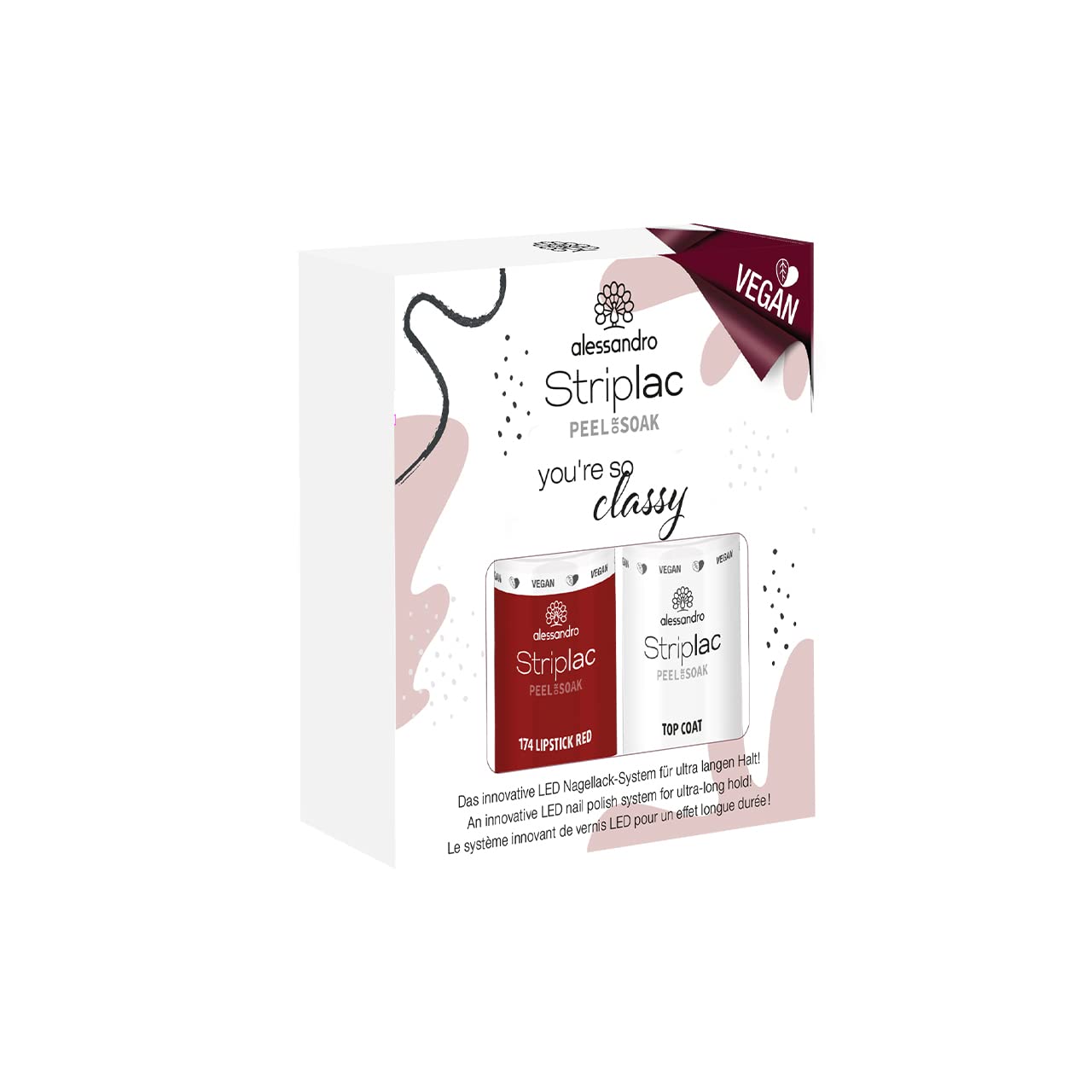 alessandro Striplac Peel Or Soak Set - Classy - Vegan, ‎red