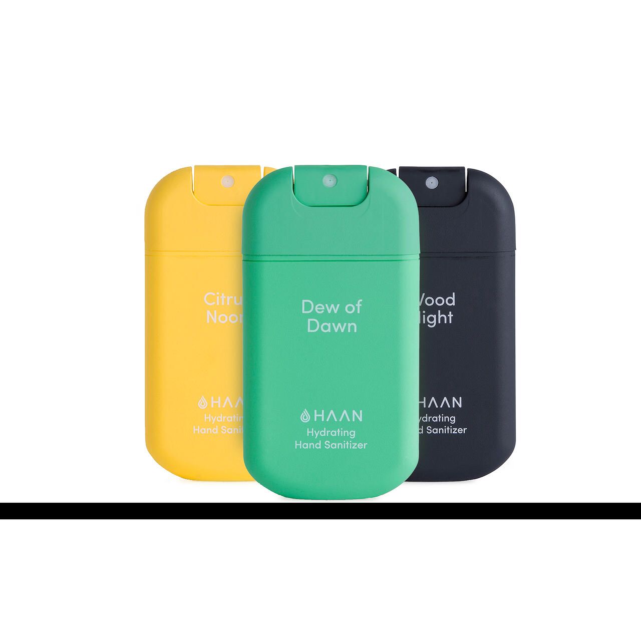 HAAN, Hand Sanitizer 3 Pack Set = Dew of Dawn 30ml + Citrus Noon 30ml + Wood Night 30ml 3 St