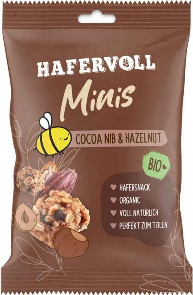 Hafervoll Minis Cocoa Nib & Hazelnut  65g