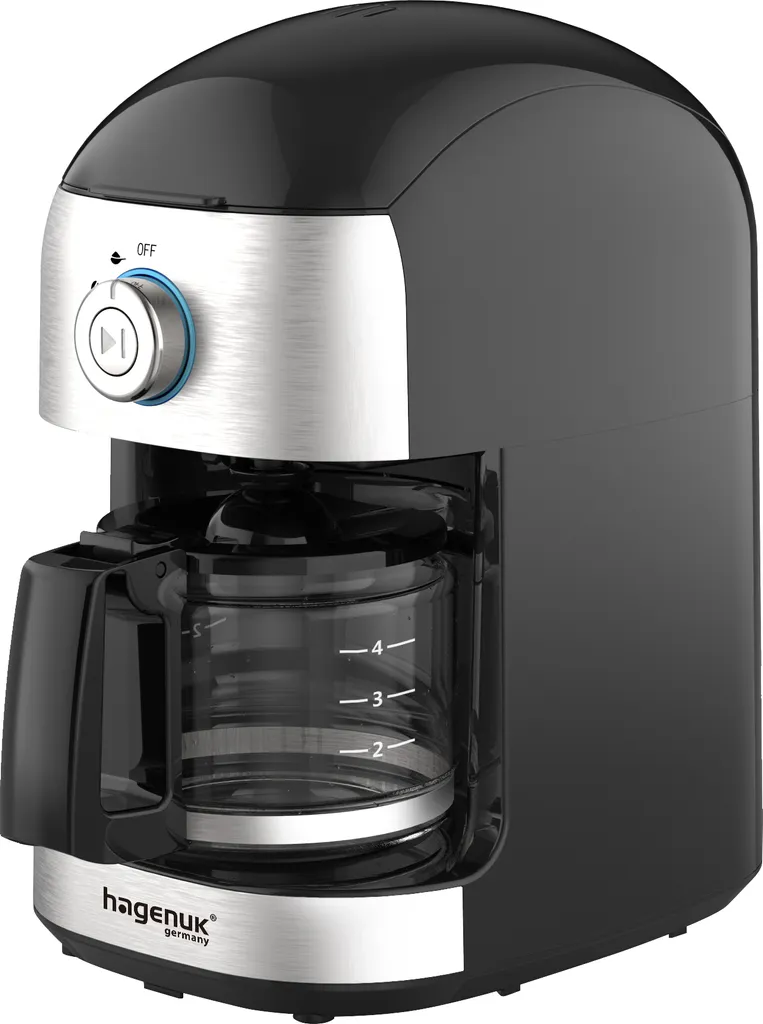Hagenuk KM-500GH coffee machine with stainless steel grinder, 500W and 0.5 glass carafe