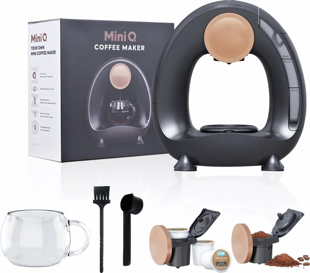 KKmoon Semi-automatic coffee machine for home use, 240 ml, 85 degrees constant temperature, 1400 W, silent, portable, Americano coffee machine, machine for brewing ground coffee and tea leaves